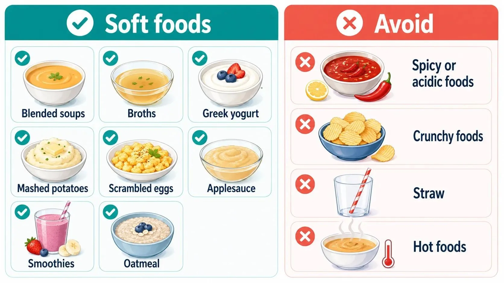 Foods to eat and avoid after wisdom tooth removal